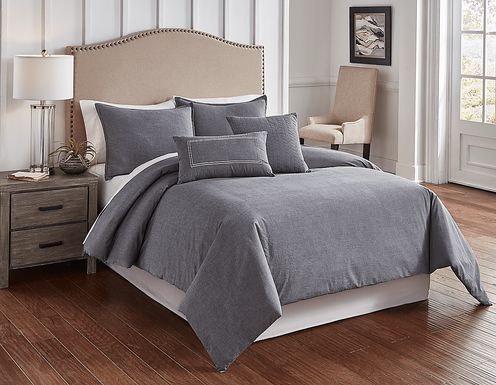 Nevan Charcoal 5 Pc Queen Comforter Set