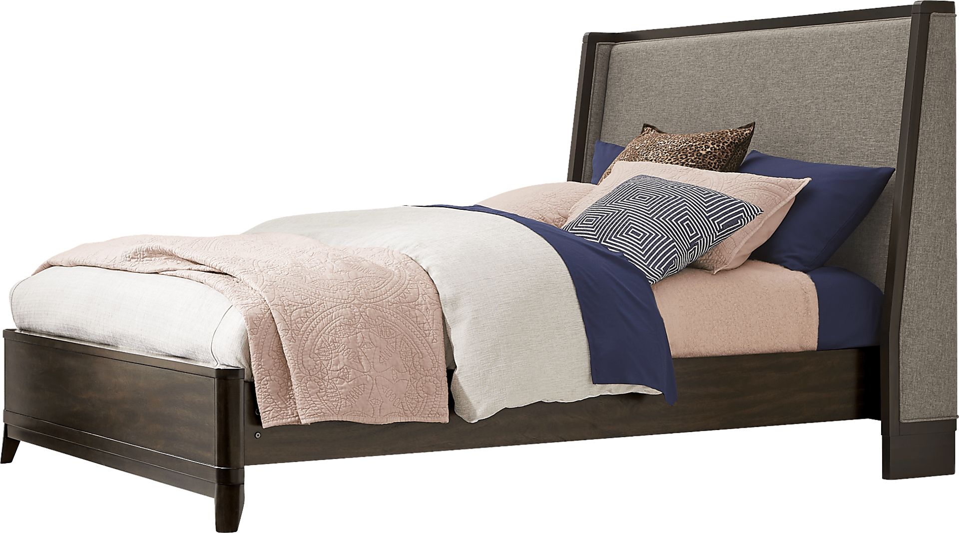 Nevine Brown Cherry 3 Pc King Upholstered Bed - Image 2