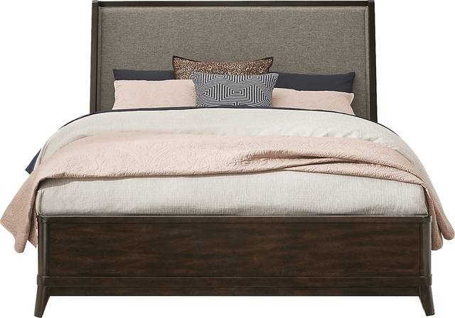 Nevine Brown Cherry 3 Pc King Upholstered Bed - Thumbnail - Image 1