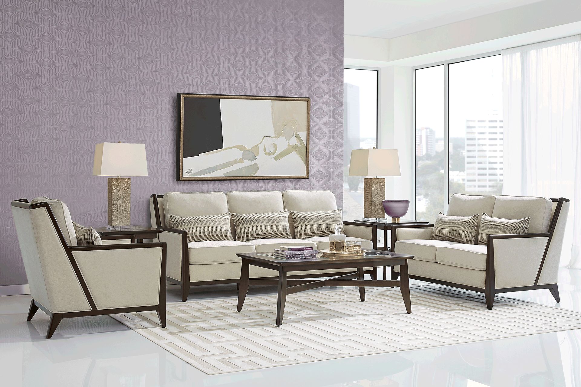 New London Beige 7 Pc Living Room - Image 1