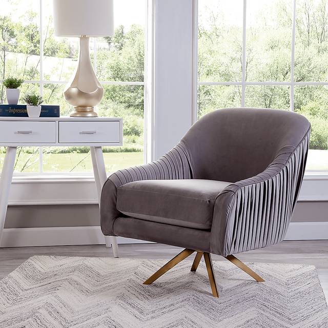 Newfane Gray Accent Swivel Chair - Thumbnail - Image 2