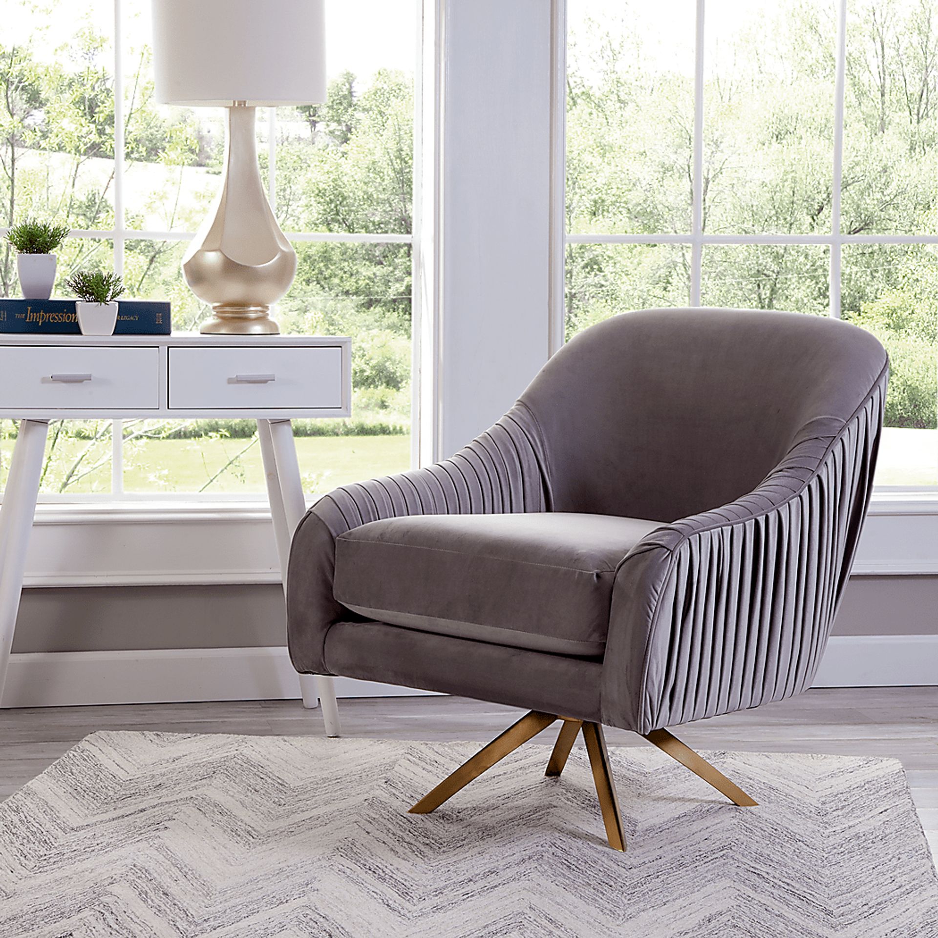 Newfane Gray Accent Swivel Chair - Image 2