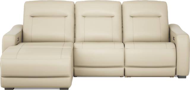 Newport Almond Leather 3 Pc Dual Power Reclining Sectional - Thumbnail - Image 4