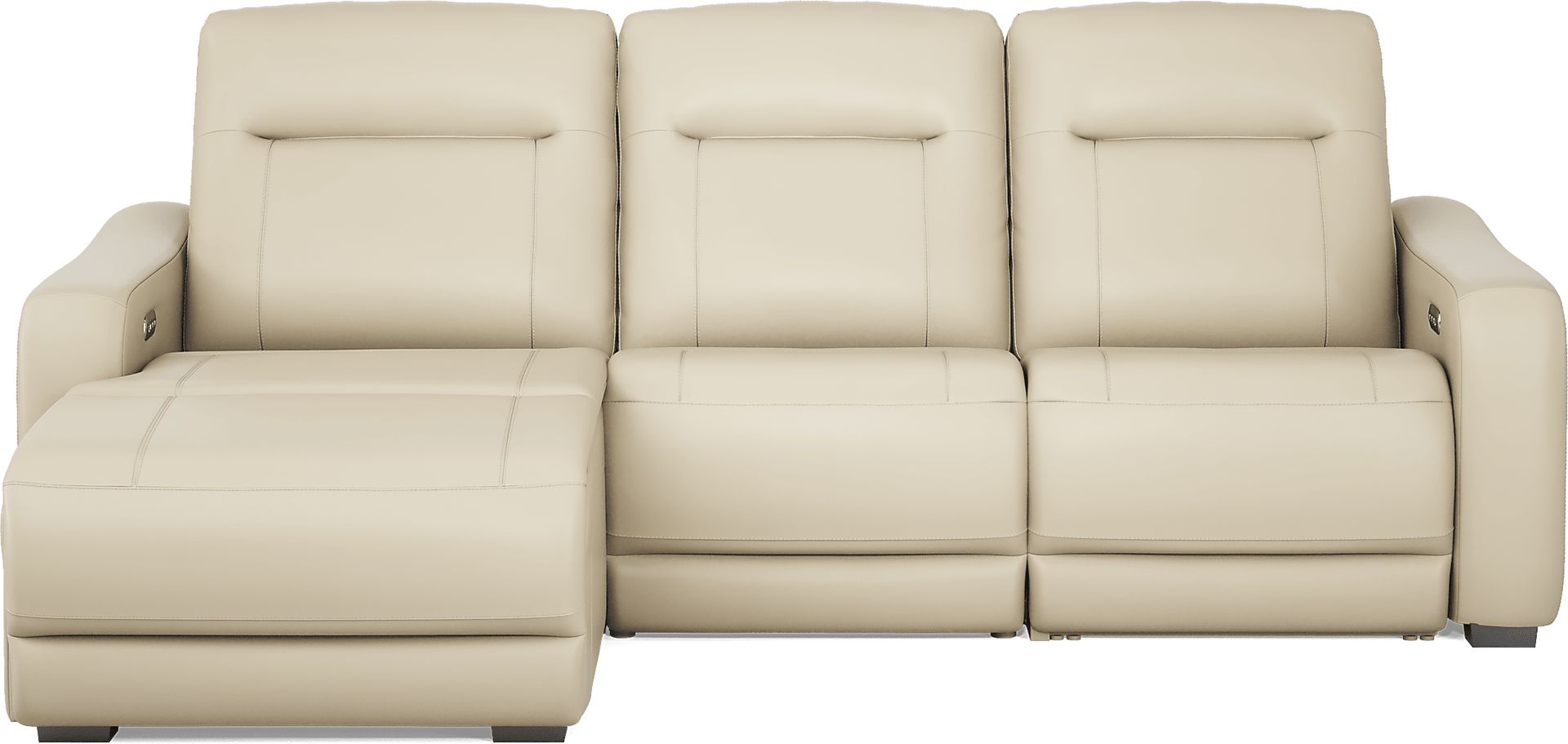 Newport Almond Leather 3 Pc Dual Power Reclining Sectional - Image 4