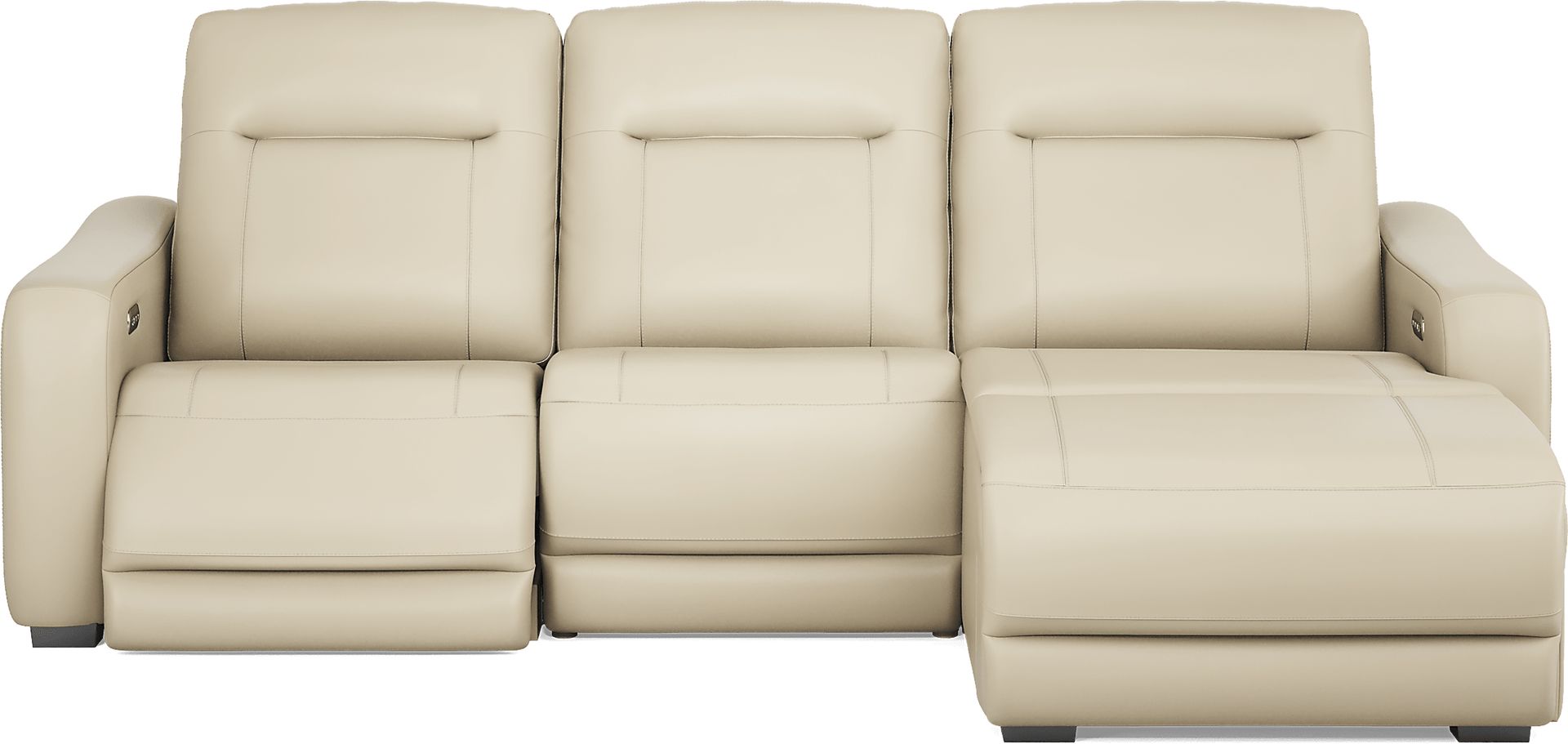 Newport Almond Leather 3 Pc Dual Power Reclining Sectional - Image 1
