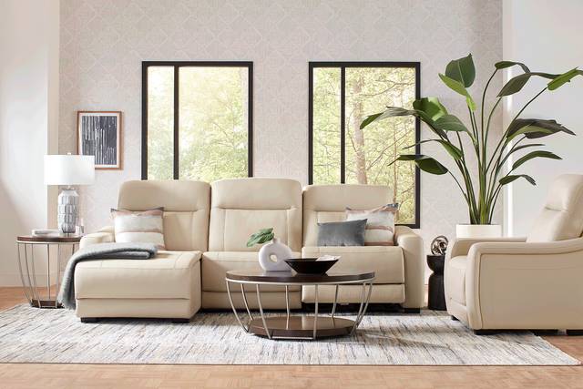 Newport Almond Leather 6 Pc Dual Power Reclining Sectional Living Room - Thumbnail - Image 1