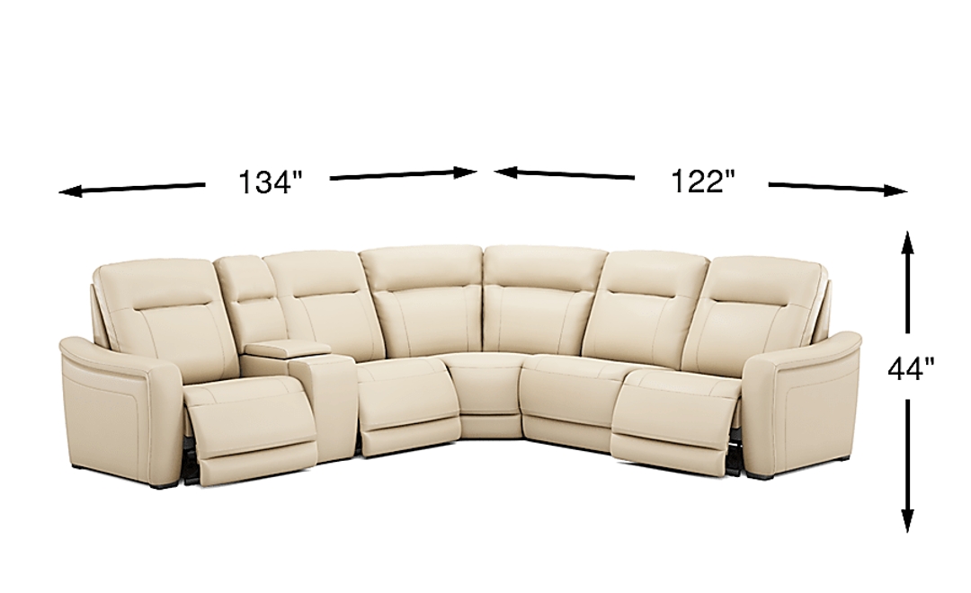 Newport Leather 6 Pc Dual Power Reclining Sectional