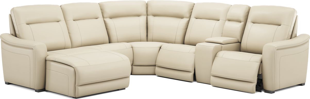 Newport Leather 6 Pc Dual Power Reclining Sectional