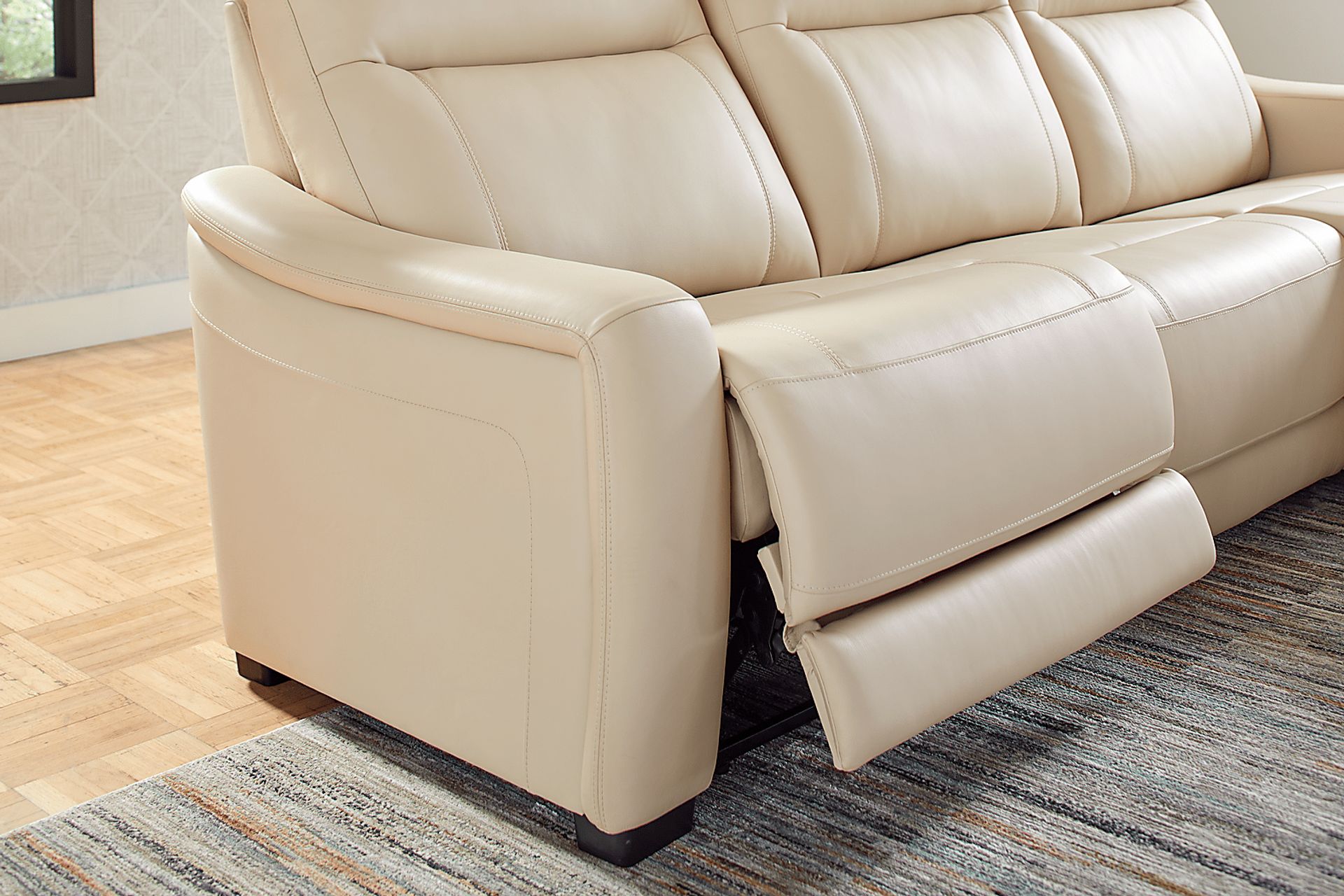 Newport Almond Leather 6 Pc Dual Power Reclining Sectional - Image 5