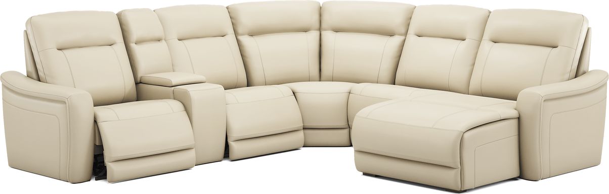 Newport Leather 6 Pc Dual Power Reclining Sectional