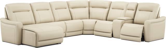 Newport Almond Leather 7 Pc Dual Power Reclining Sectional - Thumbnail - Image 1