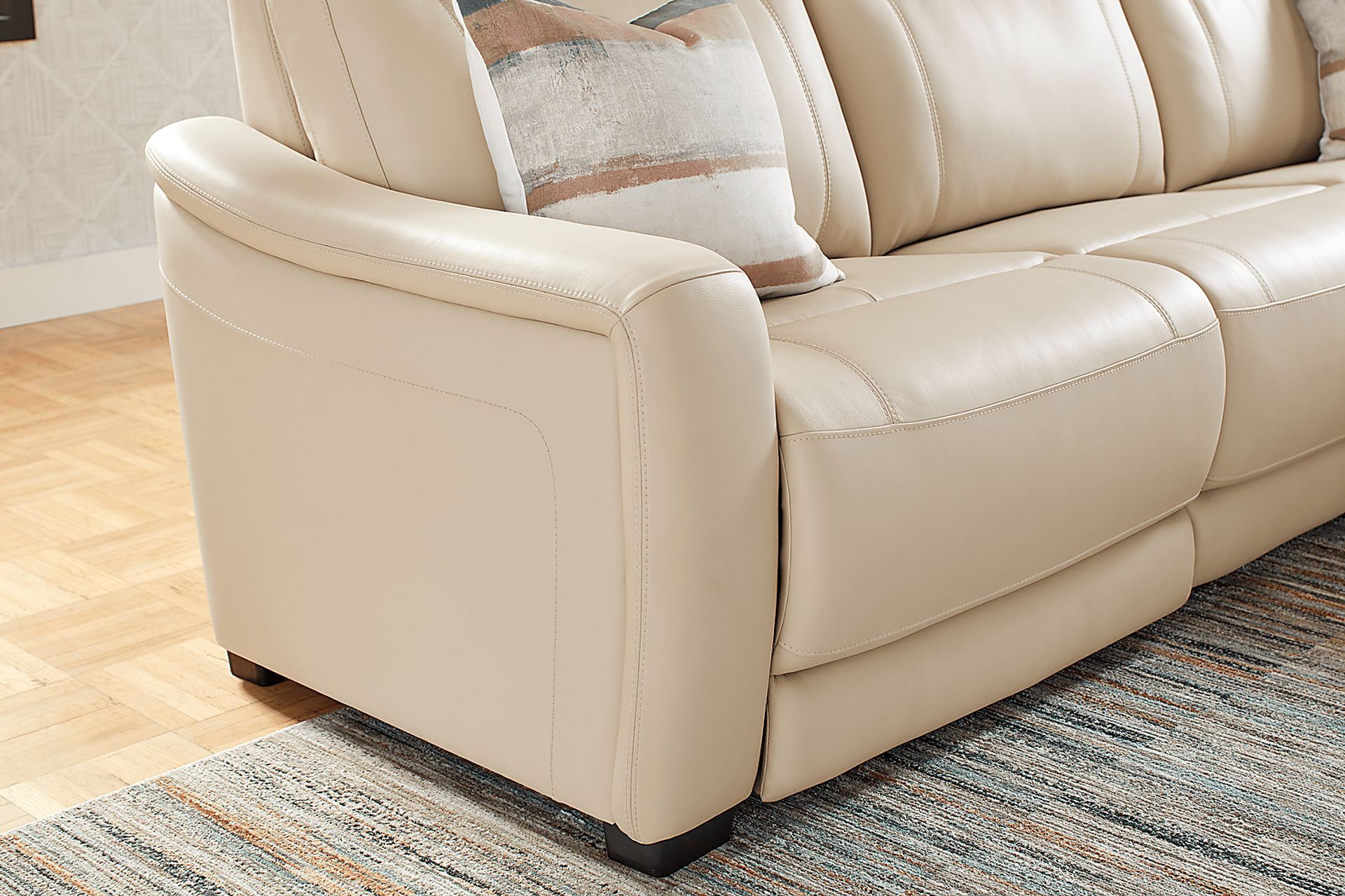 Newport Almond Leather 7 Pc Dual Power Reclining Sectional - Image 6