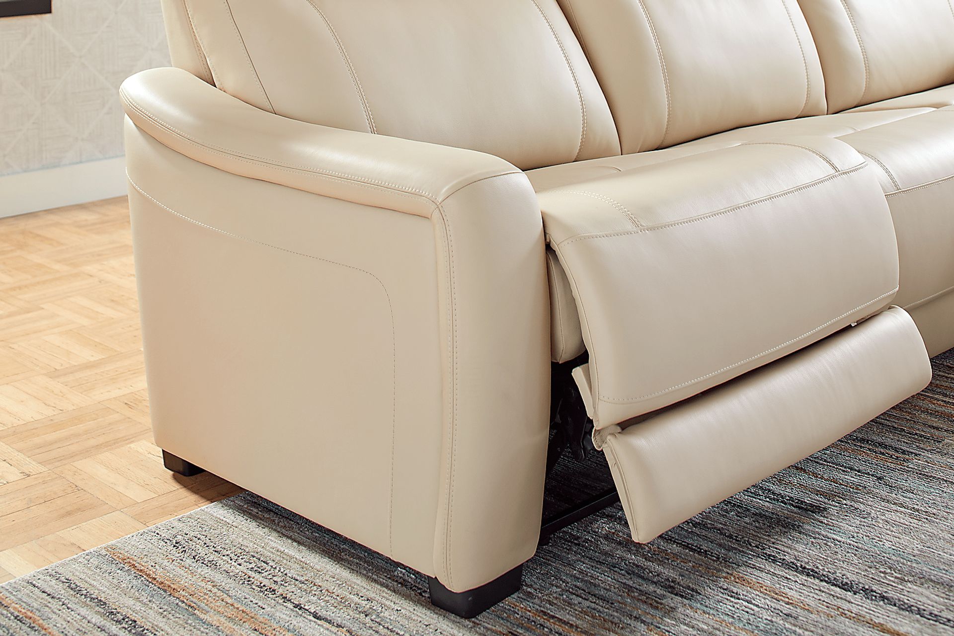 Newport Almond Leather 7 Pc Dual Power Reclining Sectional - Image 7