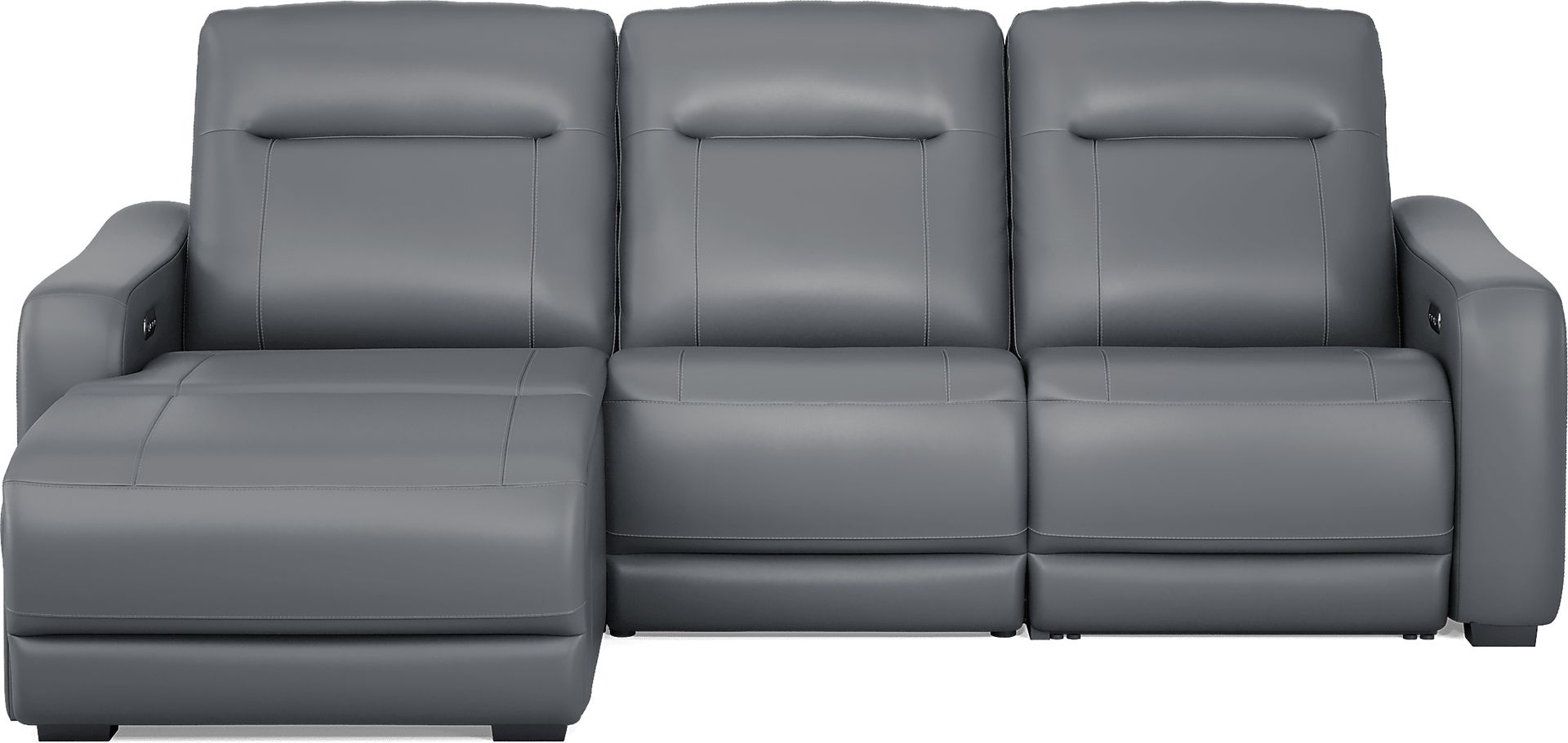 Newport Blue Leather 3 Pc Dual Power Reclining Sectional - Image 2