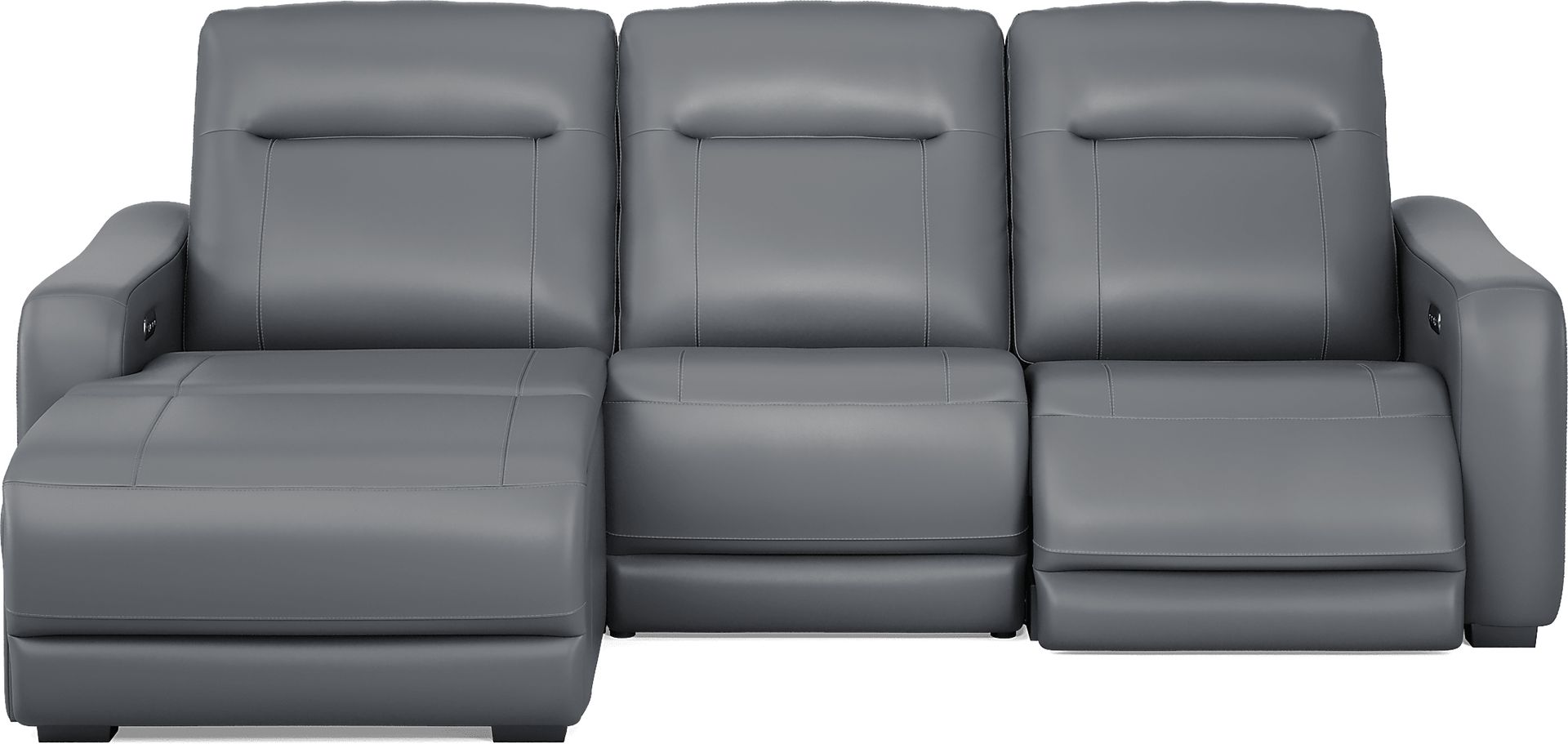 Newport Blue Leather 3 Pc Dual Power Reclining Sectional - Image 3