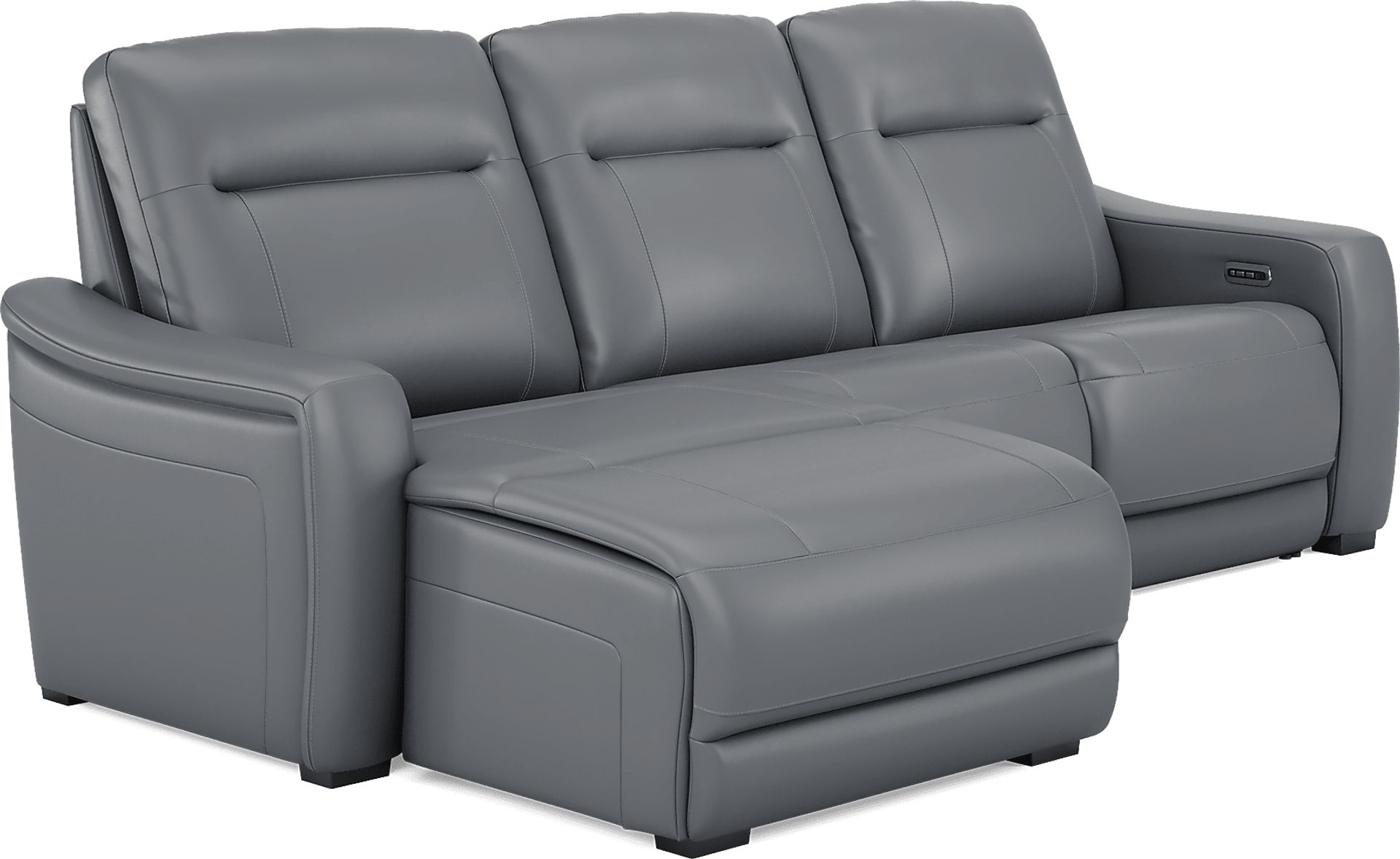 Newport Blue Leather 3 Pc Dual Power Reclining Sectional - Image 4