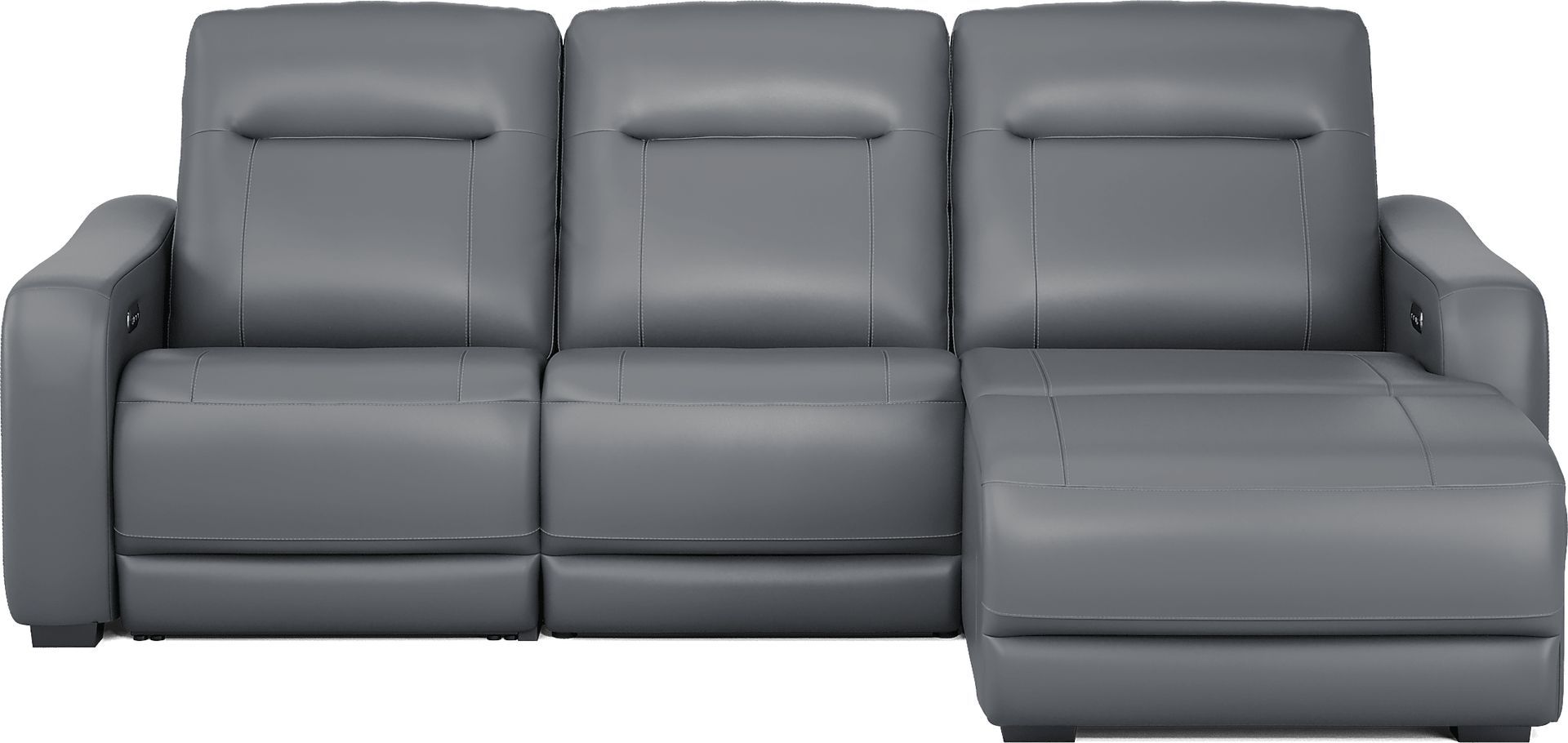 Newport Blue Leather 3 Pc Dual Power Reclining Sectional - Image 2
