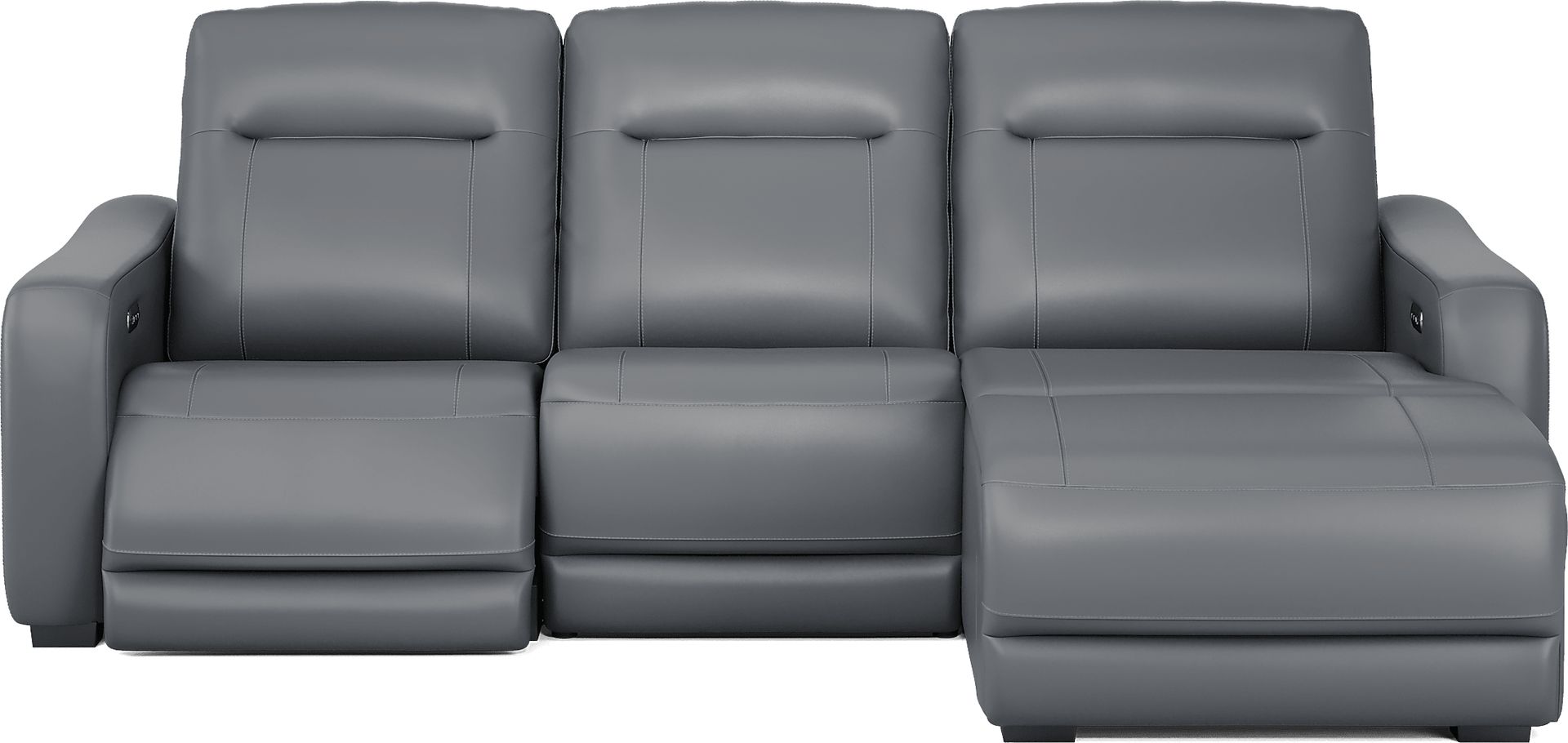 Newport Blue Leather 3 Pc Dual Power Reclining Sectional - Image 3