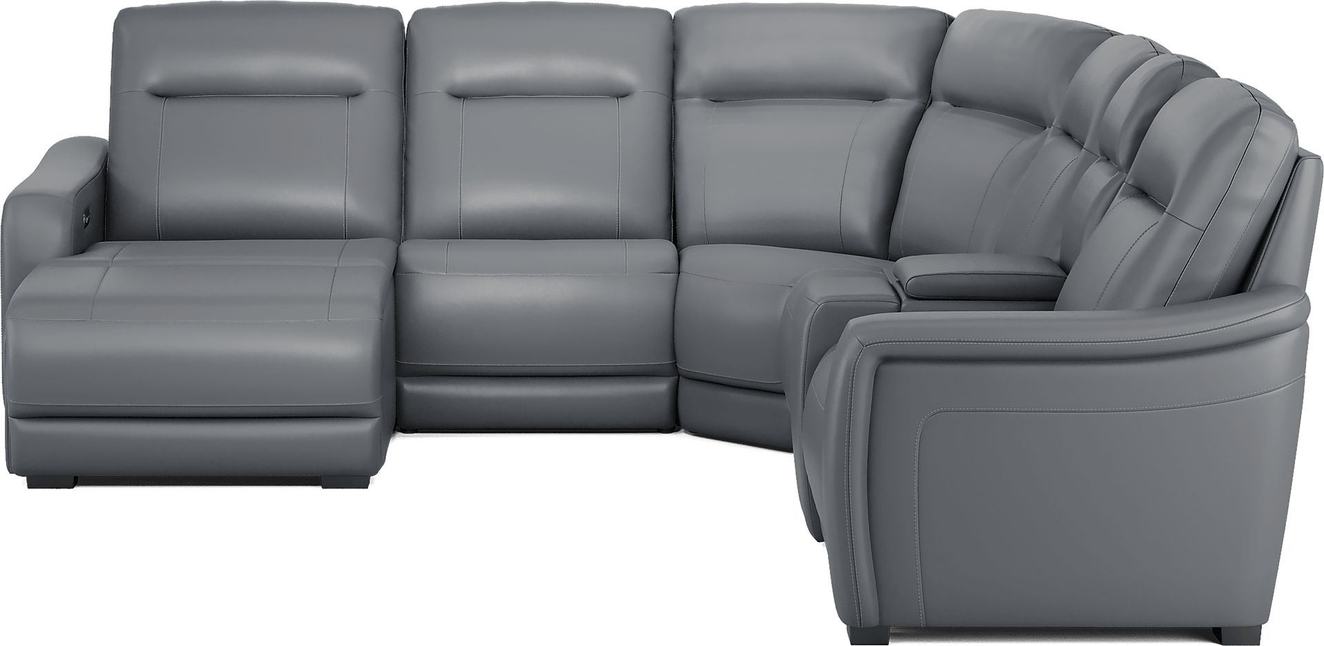Newport Blue Leather 6 Pc Dual Power Reclining Sectional - Image 2