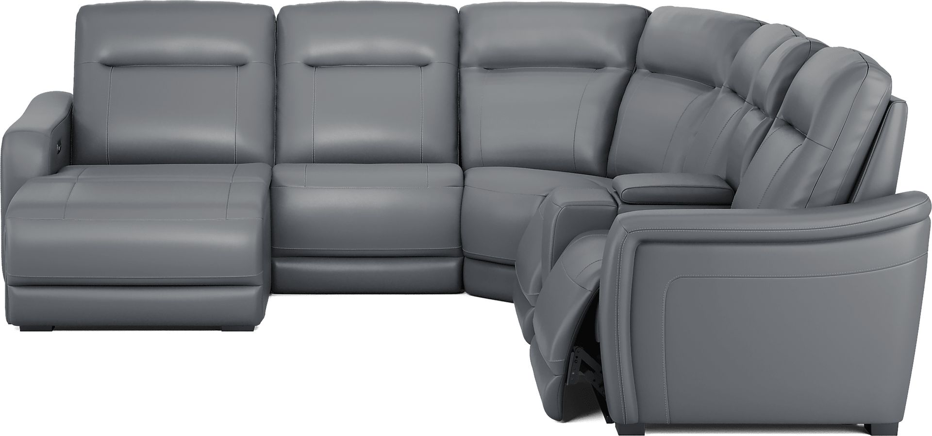Newport Blue Leather 6 Pc Dual Power Reclining Sectional - Image 3