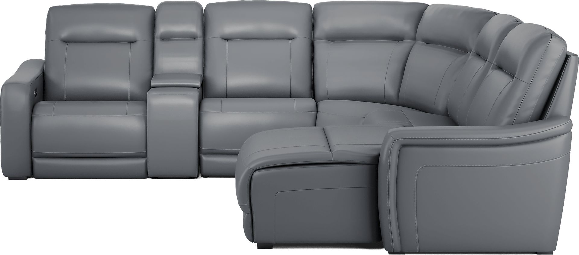 Newport Blue Leather 6 Pc Dual Power Reclining Sectional - Image 2