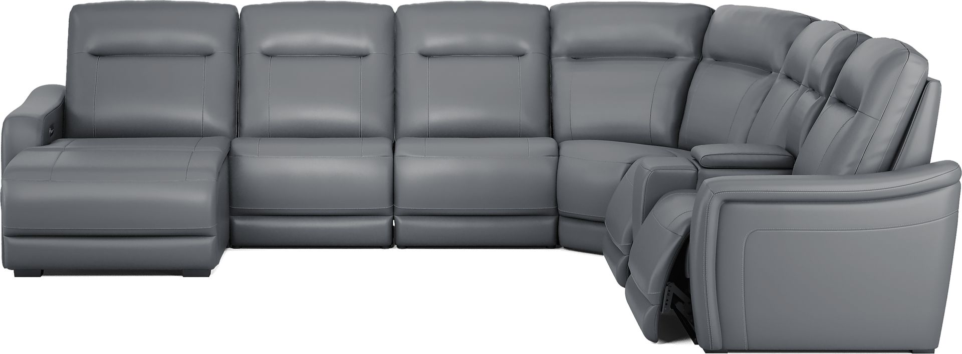Newport Blue Leather 7 Pc Dual Power Reclining Sectional - Image 3