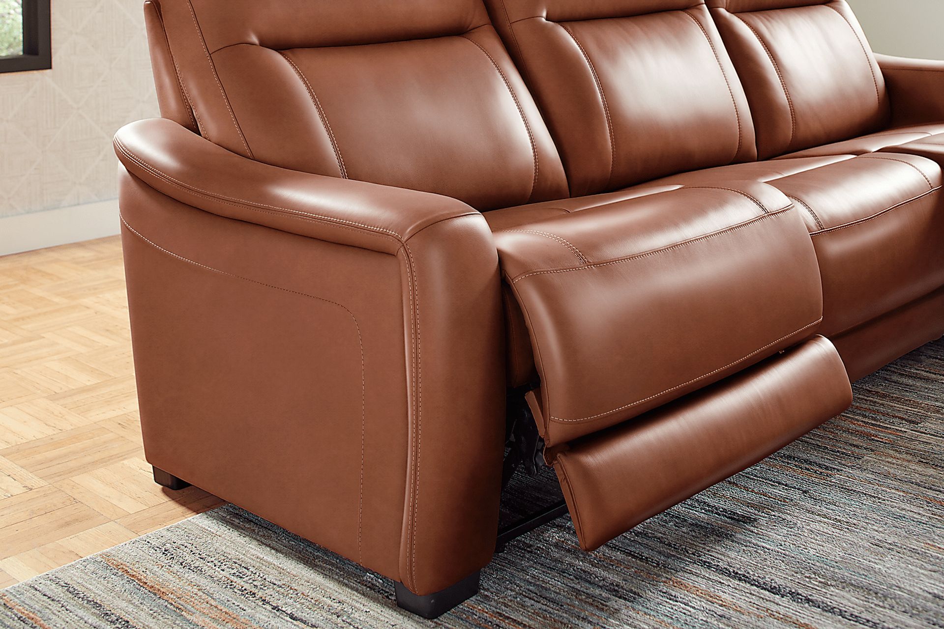 Newport Brown Leather 3 Pc Dual Power Reclining Sectional - Image 4