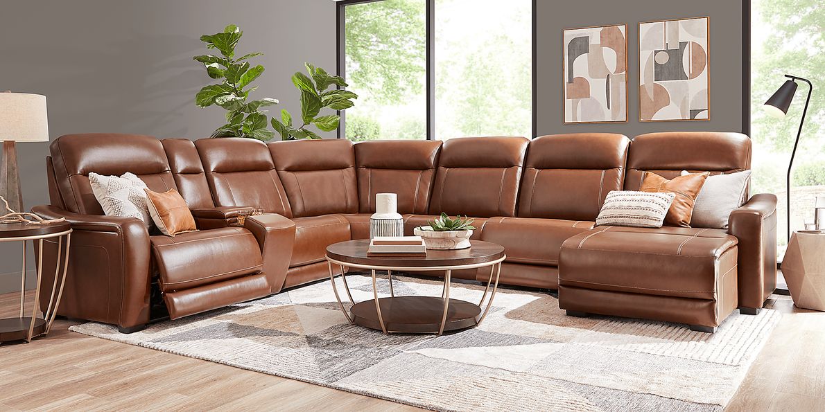 Newport 10 Pc Leather Dual Power Reclining Sectional Living Room
