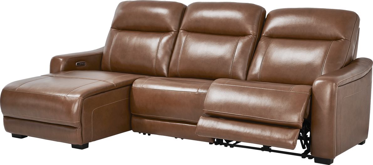 Newport Leather 3 Pc Dual Power Reclining Sectional