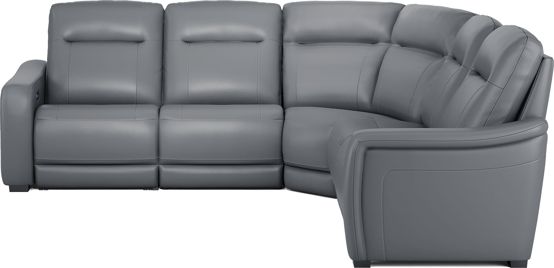 Newport Blue Leather 5 Pc Dual Power Reclining Sectional - Image 2