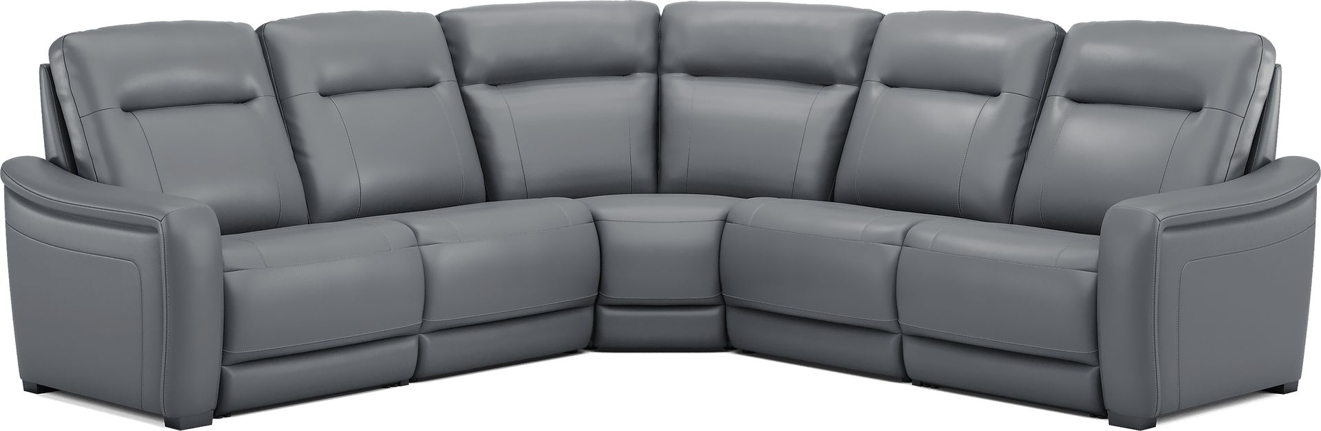 Newport Blue Leather 5 Pc Dual Power Reclining Sectional - Image 4
