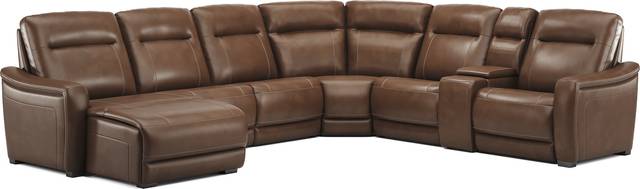 Newport Brown Leather 10 Pc Dual Power Reclining Sectional Living Room - Thumbnail - Image 3