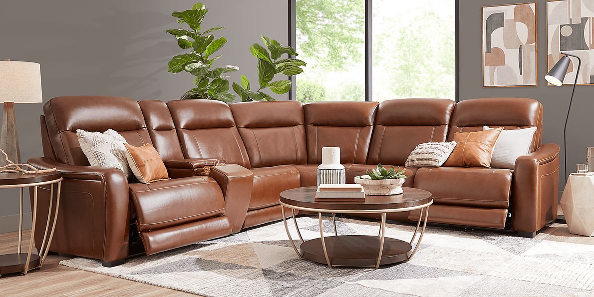 Newport 9 Pc Leather Dual Power Reclining Sectional Living Room