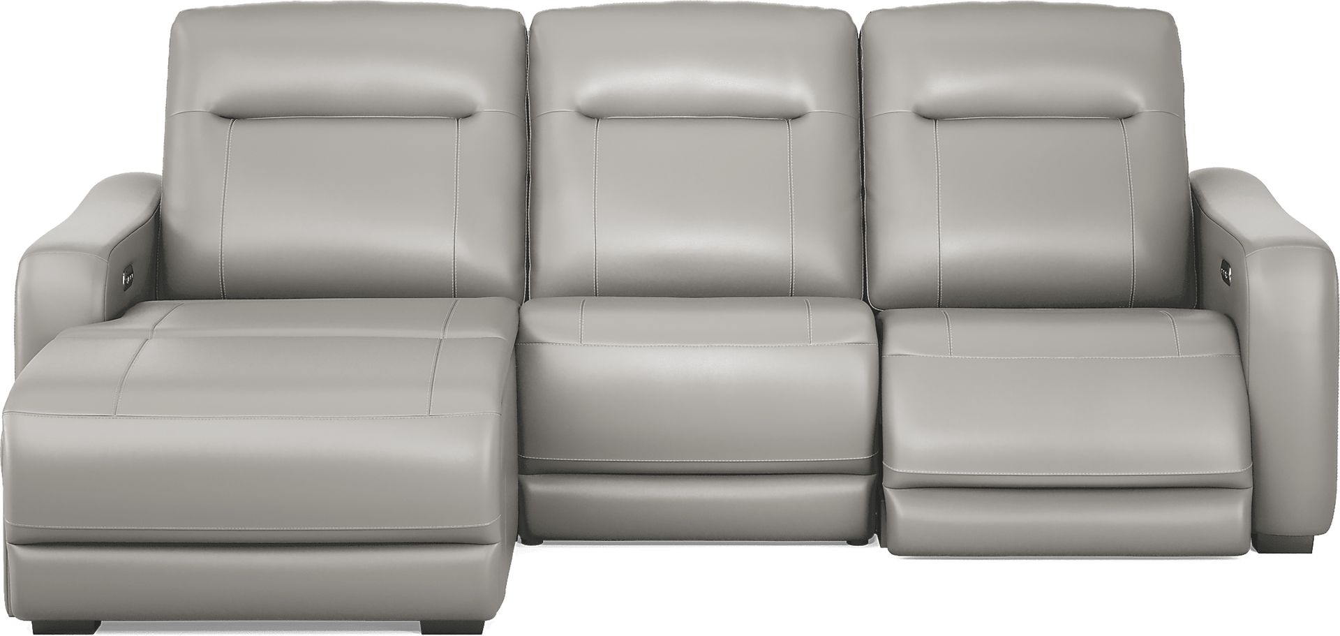Newport Gray Leather 3 Pc Dual Power Reclining Sectional - Image 3