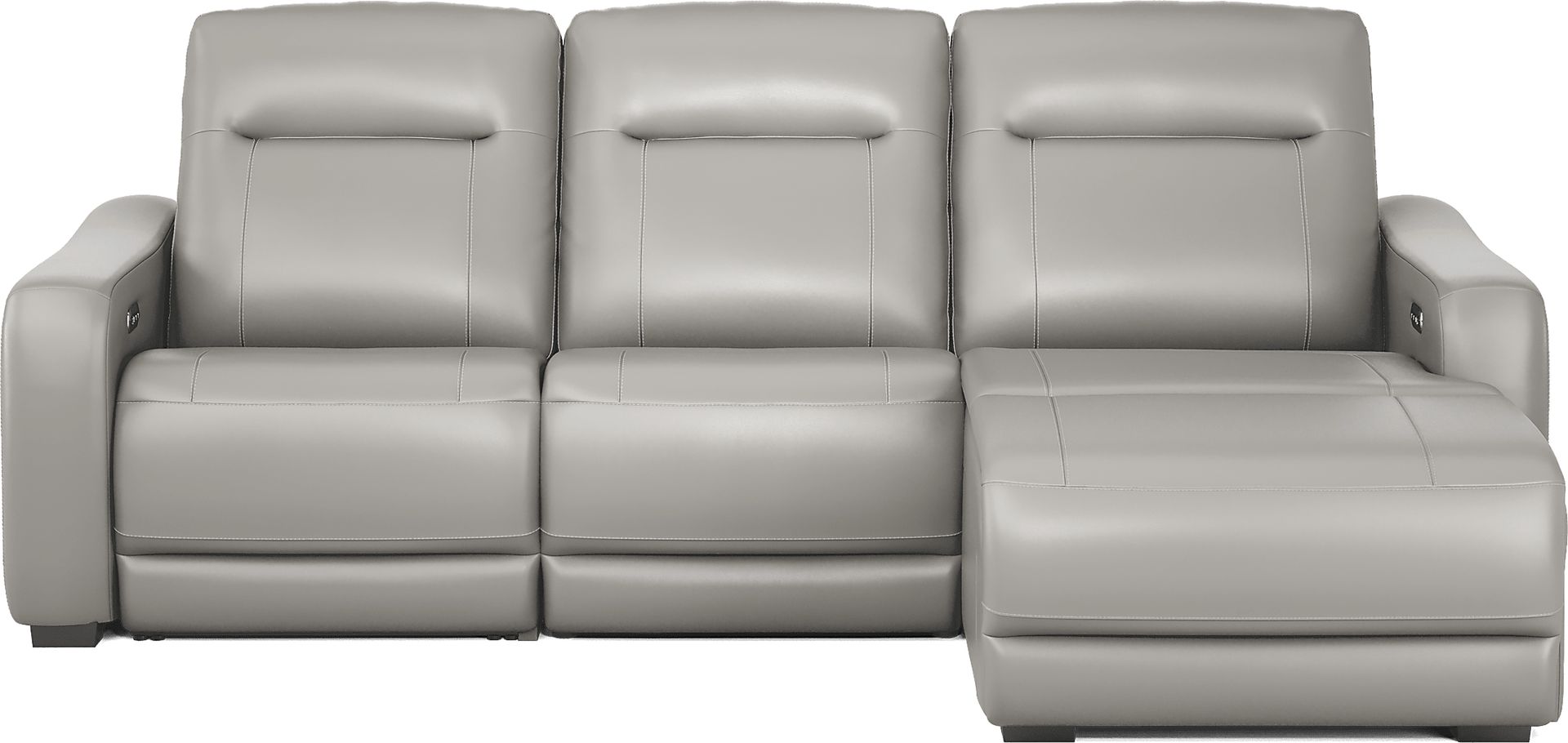 Newport Gray Leather 3 Pc Dual Power Reclining Sectional - Image 3