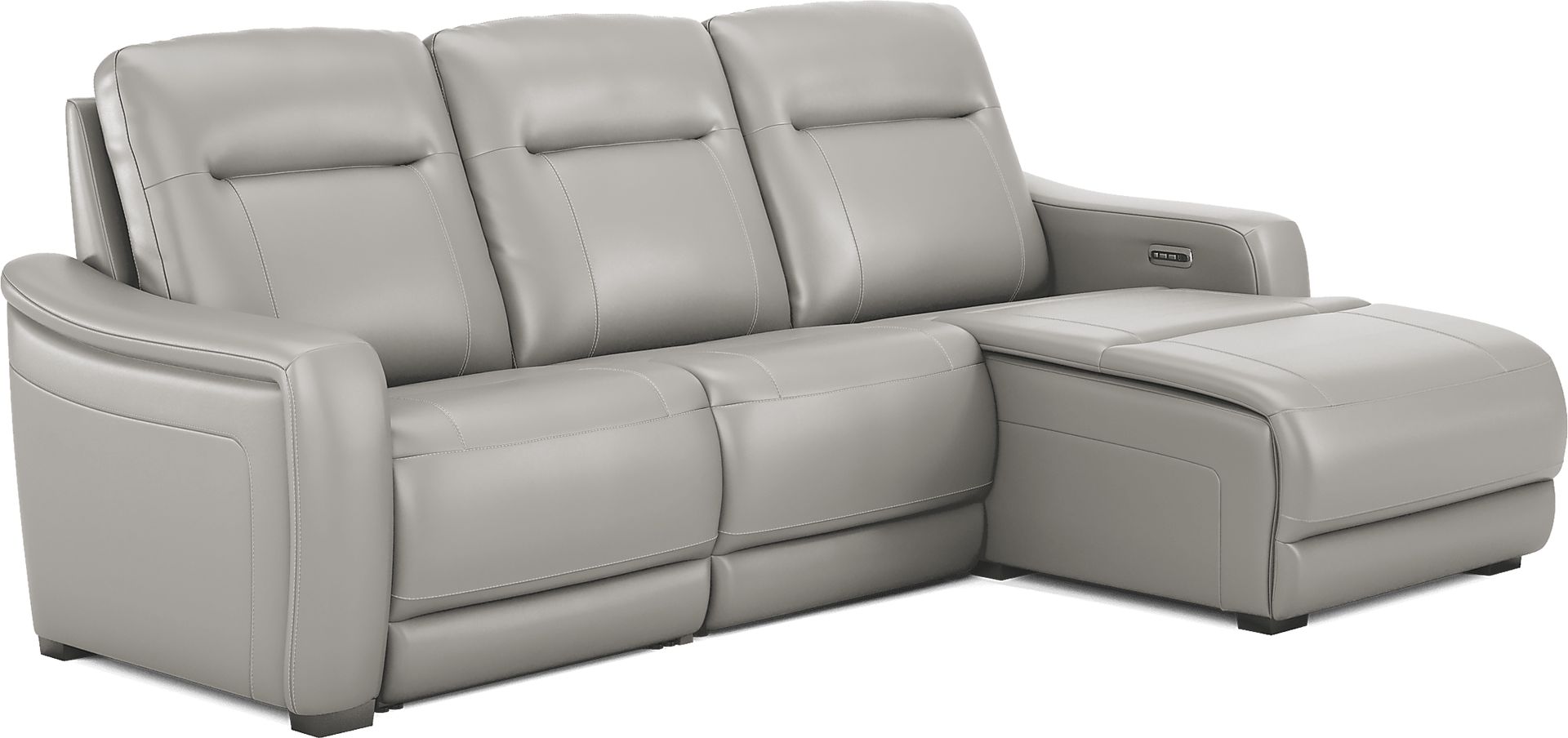 Newport Gray Leather 3 Pc Dual Power Reclining Sectional - Image 5
