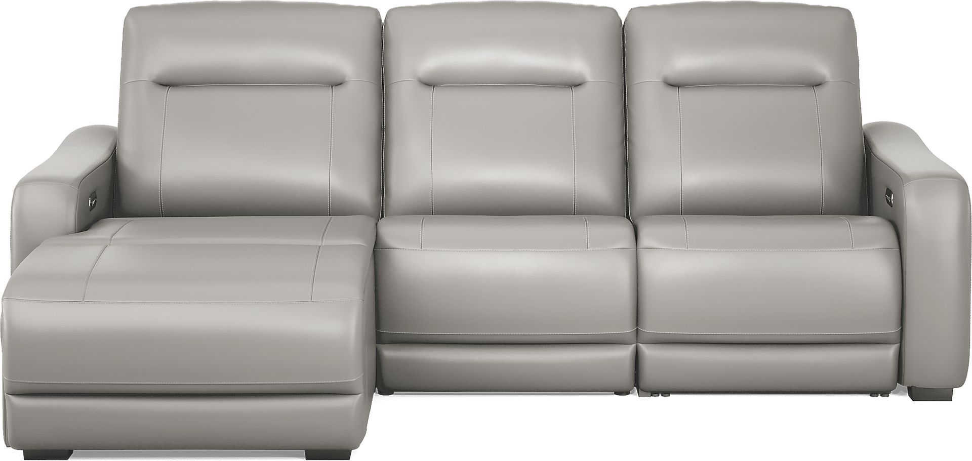 Newport Gray Leather 3 Pc Dual Power Reclining Sectional - Image 2