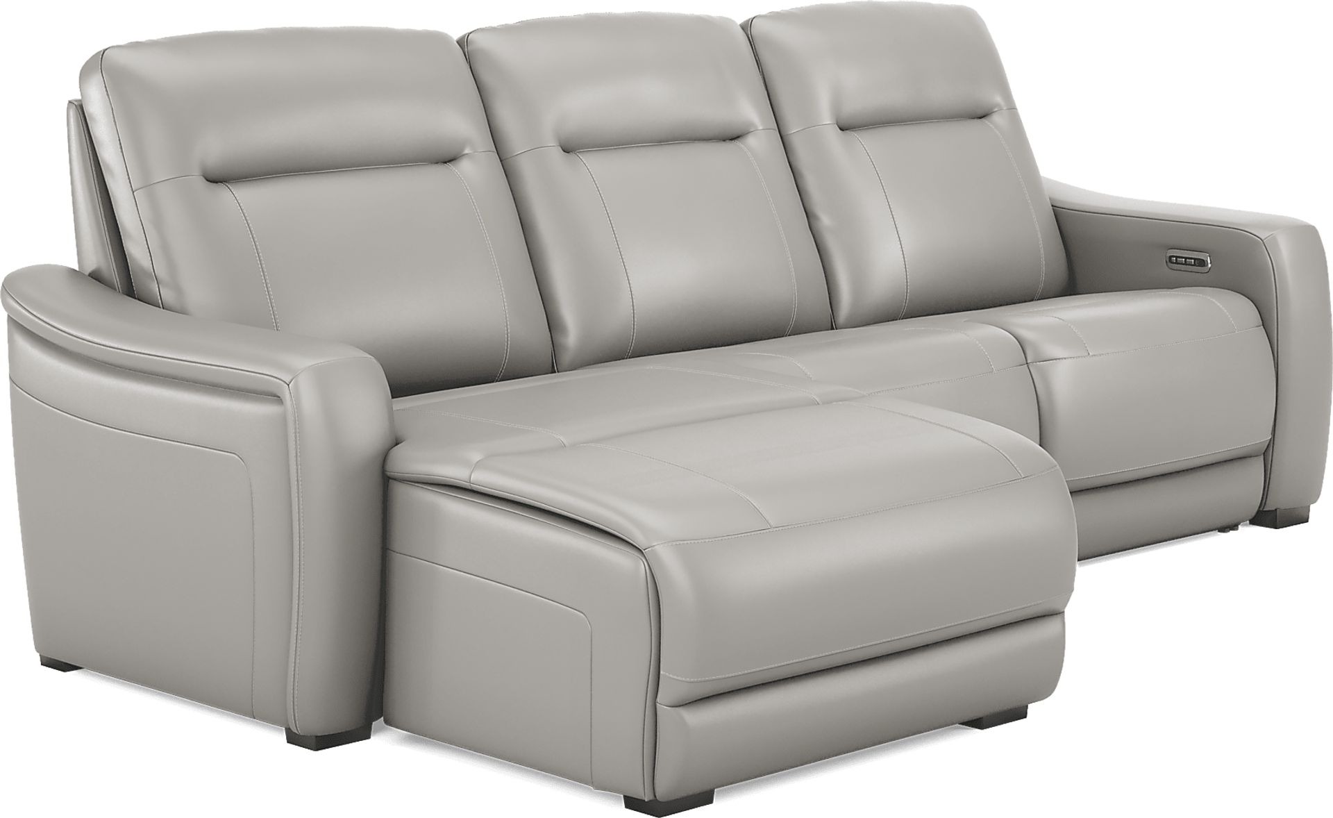 Newport Gray Leather 3 Pc Dual Power Reclining Sectional - Image 4