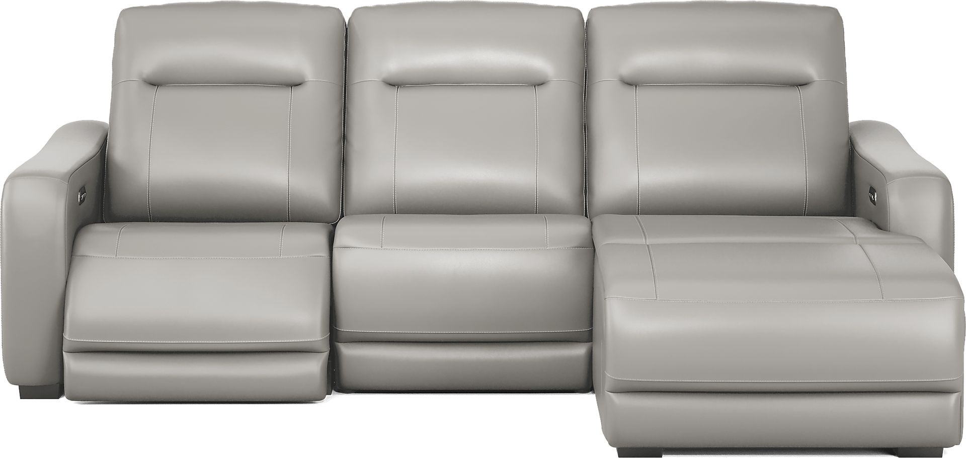 Newport Gray Leather 3 Pc Dual Power Reclining Sectional - Image 4