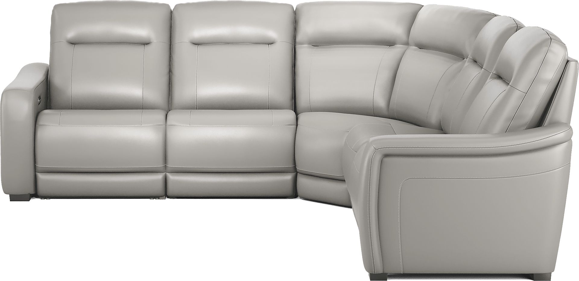 Newport Gray Leather 5 Pc Dual Power Reclining Sectional - Image 2