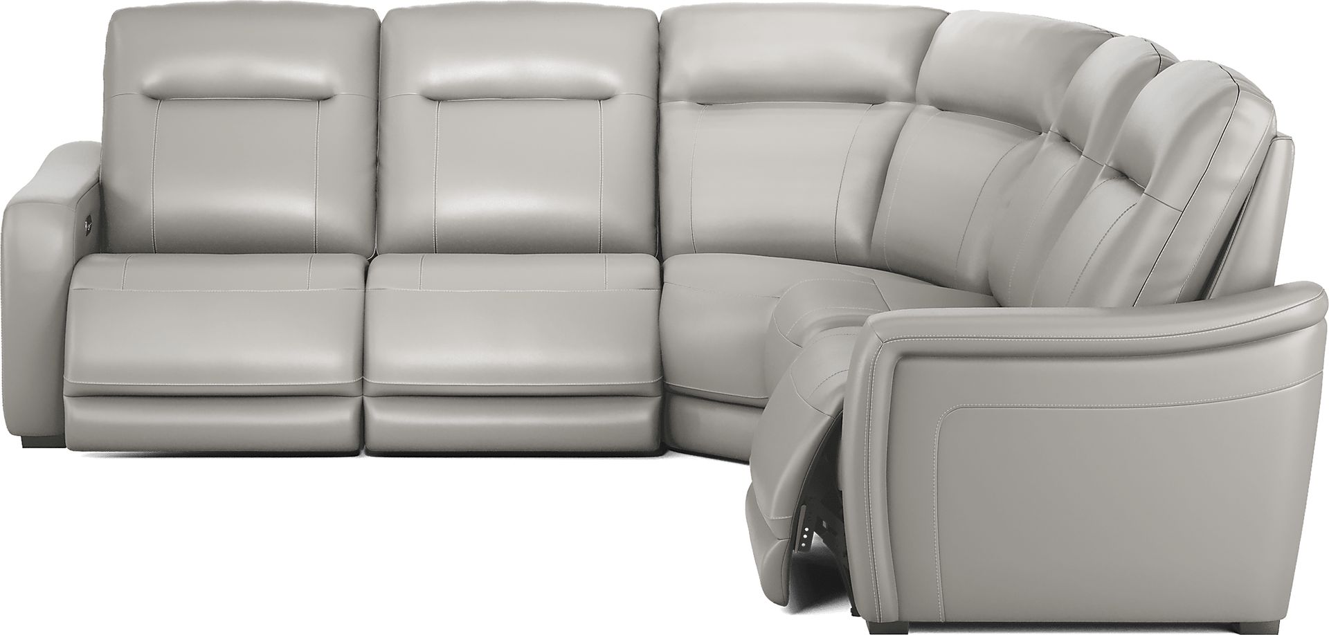 Newport Gray Leather 5 Pc Dual Power Reclining Sectional - Image 3
