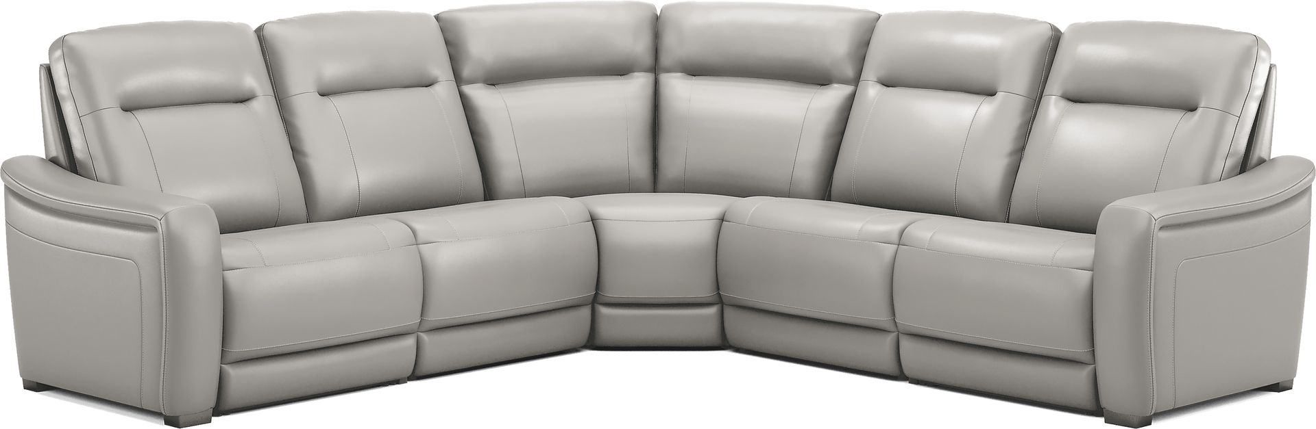 Newport Gray Leather 5 Pc Dual Power Reclining Sectional - Image 4