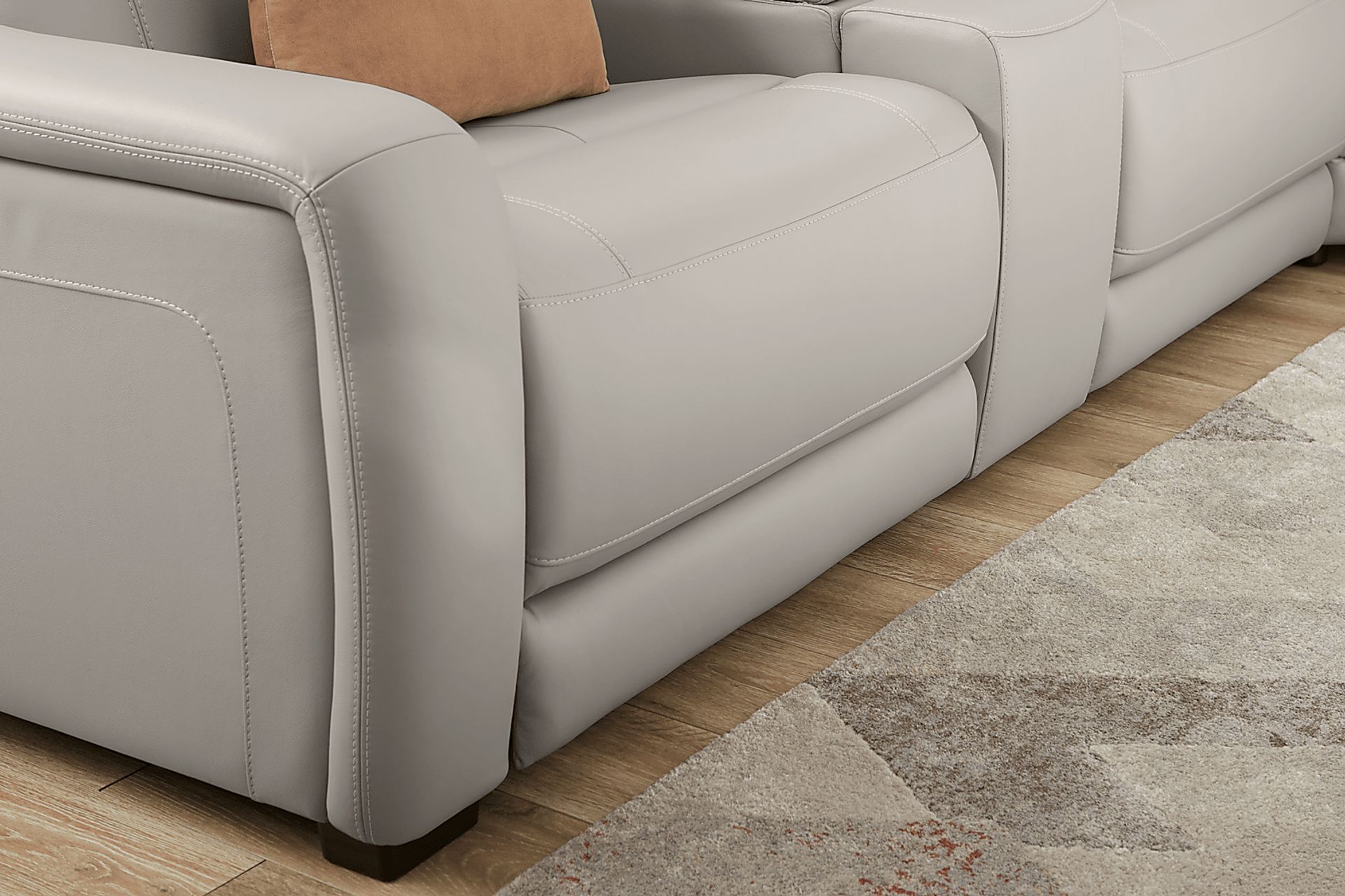 Newport Gray Leather 6 Pc Dual Power Reclining Sectional - Image 7