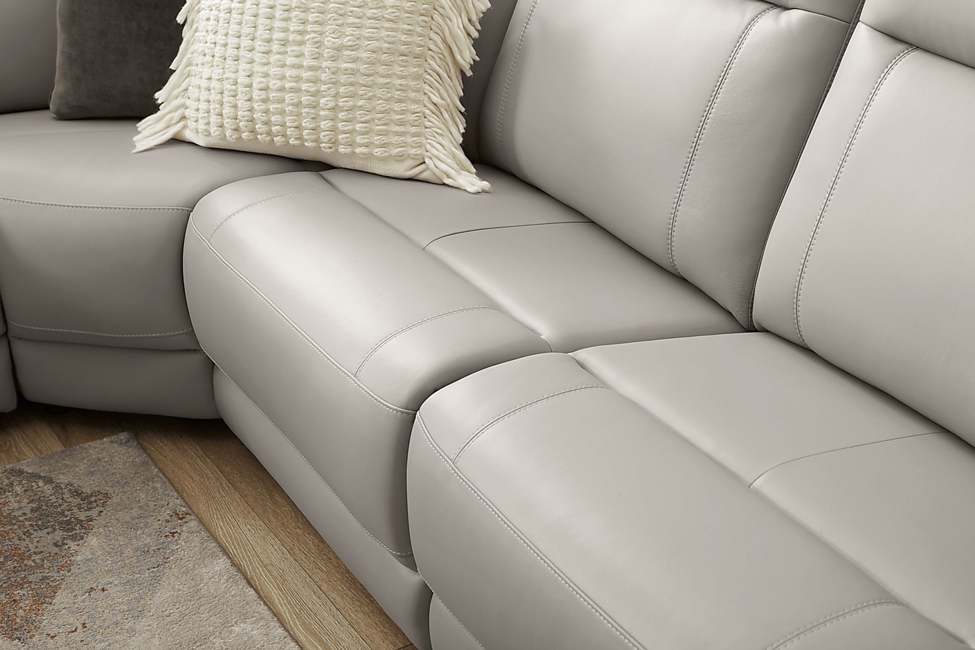 Newport Gray Leather 6 Pc Dual Power Reclining Sectional - Image 12