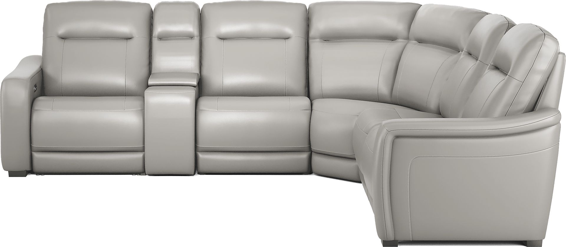 Newport Gray Leather 6 Pc Dual Power Reclining Sectional - Image 2