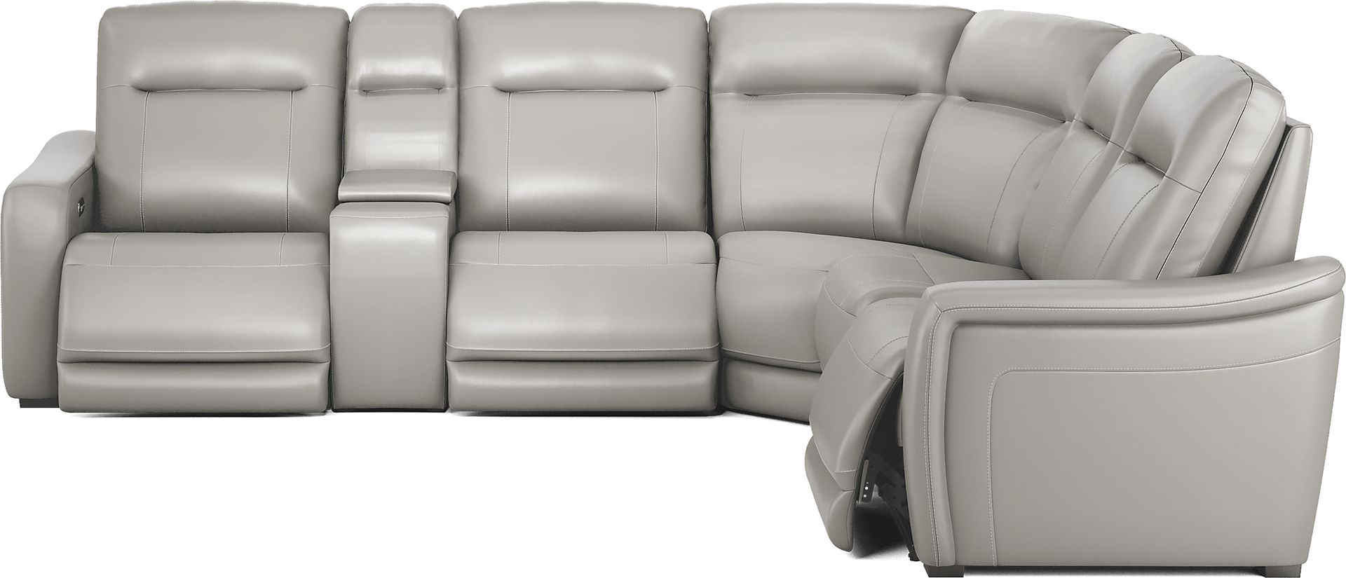 Newport Gray Leather 6 Pc Dual Power Reclining Sectional - Image 3