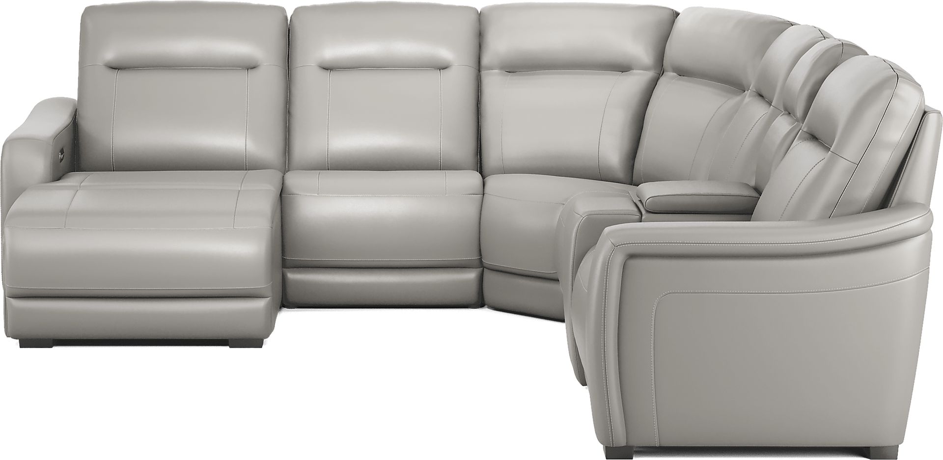 Newport Gray Leather 6 Pc Dual Power Reclining Sectional - Image 2