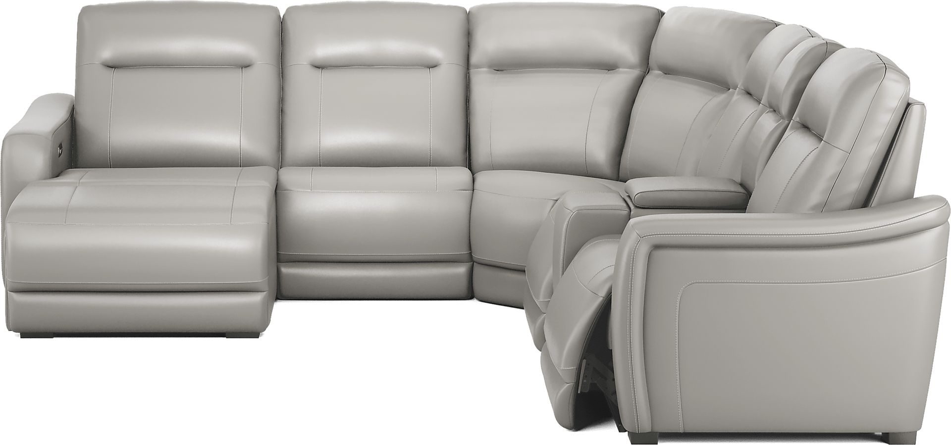 Newport Gray Leather 6 Pc Dual Power Reclining Sectional - Image 3