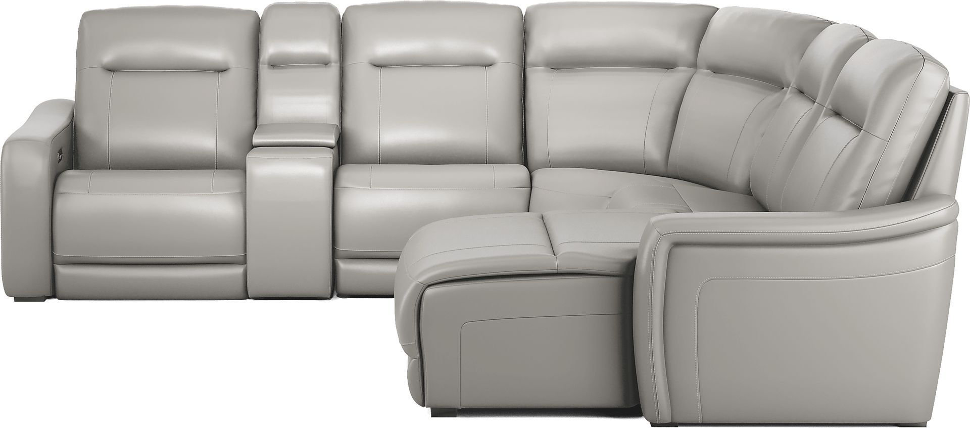 Newport Gray Leather 6 Pc Dual Power Reclining Sectional - Image 2