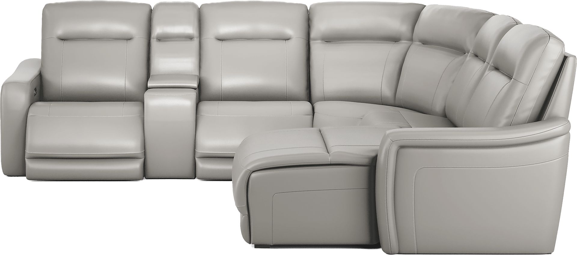 Newport Gray Leather 6 Pc Dual Power Reclining Sectional - Image 3